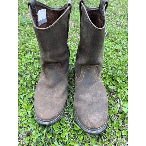 Men's Brazos Brown Leather Round Toe Safety Toe Work Boots Size 9 B9703 - Picture 16 of 16